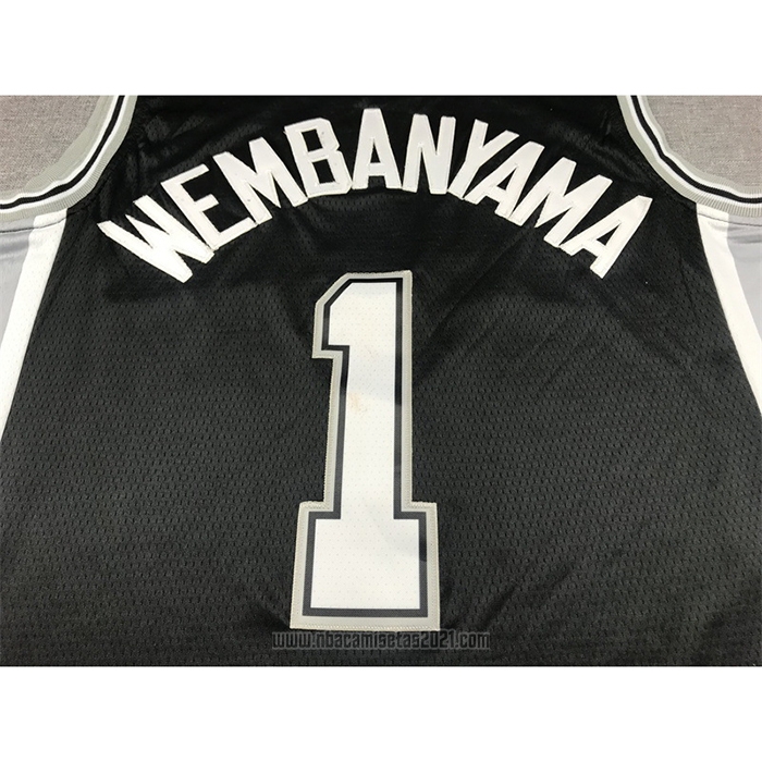 Camiseta San Antonio Spurs Victor Wembanyama #1 Icon 2022-23 Negro